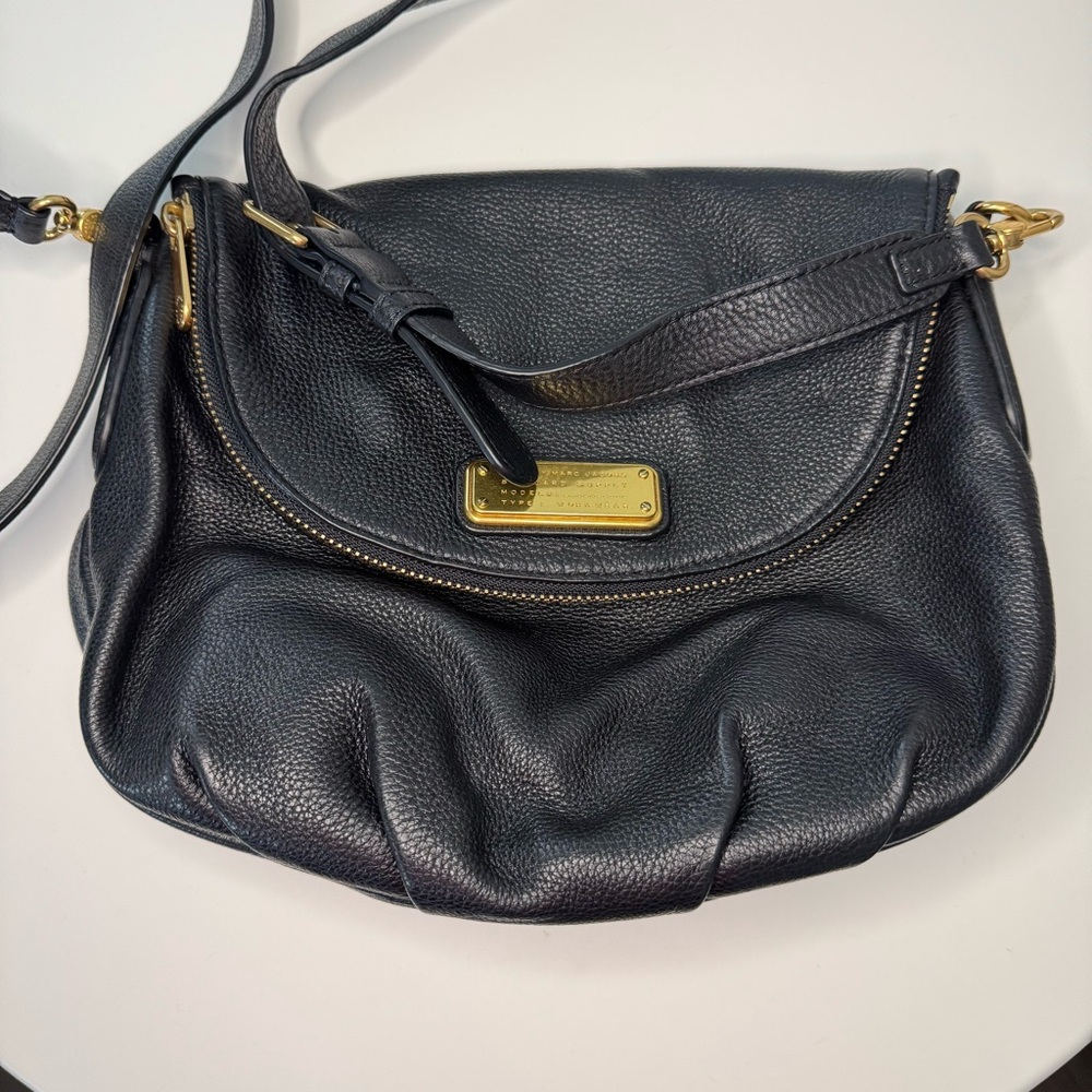 Marc Jacobs Black Leather Crossbody Bag Gold Hardware